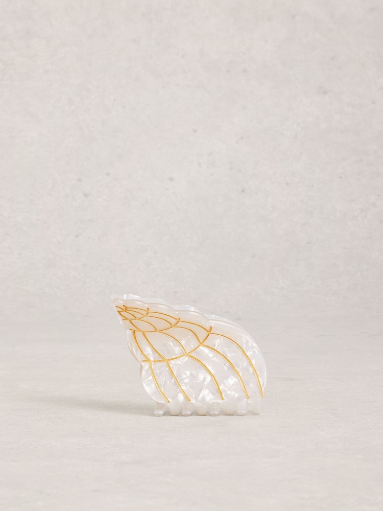 White Stuff White Shell Hair Claw clip - Image 1 of 2