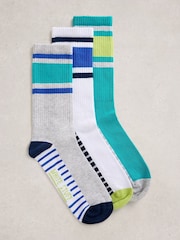 White Stuff Blue Lobster Ankle Socks 3 Pack - Image 1 of 2