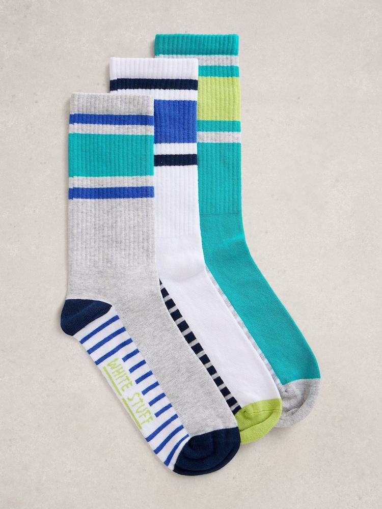 White Stuff Blue Lobster Ankle Socks 3 Pack - Image 1 of 2