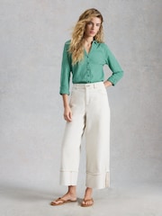 White Stuff Green Annie Broderie Shirt - Image 1 of 6