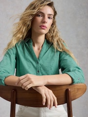 White Stuff Green Annie Broderie Shirt - Image 2 of 6