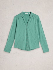 White Stuff Green Annie Broderie Shirt - Image 6 of 6