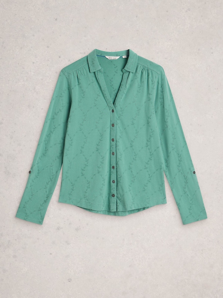 White Stuff Green Annie Broderie Shirt - Image 6 of 6 White Stuff Green Annie Broderie Shirt - Image 6 of 6