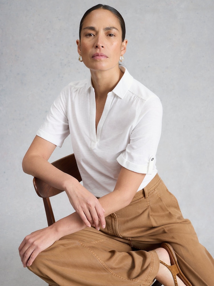 White Stuff White Allie Jersey Shirt - Image 2 of 6