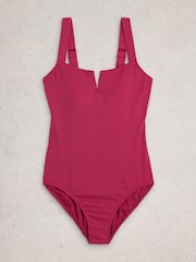 White Stuff Purple Gabrielle Texture Swimsuit - Image 5 of 6