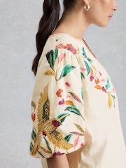 White Stuff White Maeve Embroidered Top - Image 3 of 6