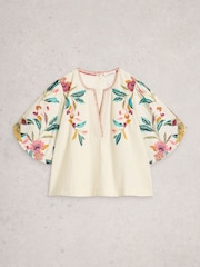White Stuff White Maeve Embroidered Top - Image 5 of 6