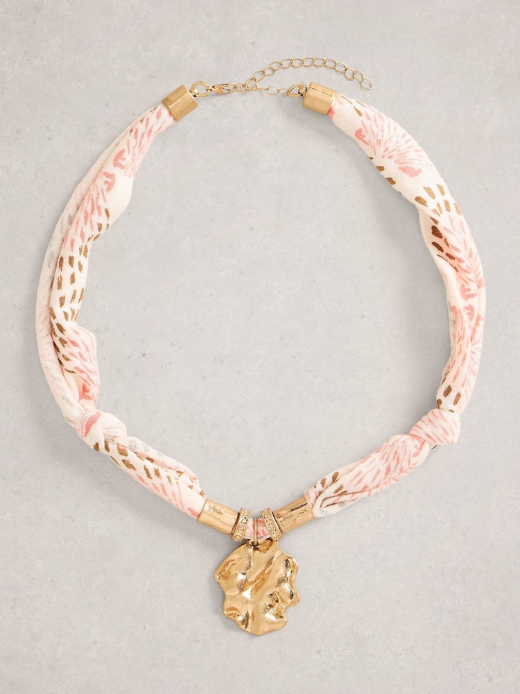 White Stuff Pink Janet Scarf Necklace - Image 1 of 2
