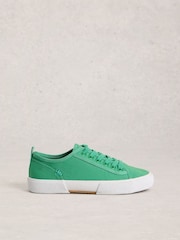 White Stuff Green Pippa Canvas Lace Up Trainers - Image 1 of 4