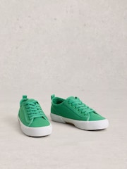 White Stuff Green Pippa Canvas Lace Up Trainers - Image 2 of 4
