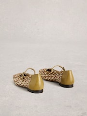 White Stuff Green Winnie Woven Ballerinas - Image 2 of 4