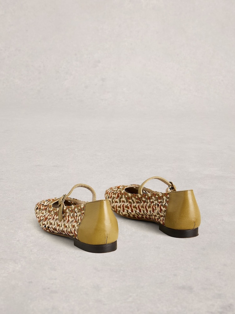 White Stuff Green Winnie Woven Ballerinas - Image 2 of 4