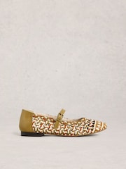 White Stuff Green Winnie Woven Ballerinas - Image 3 of 4