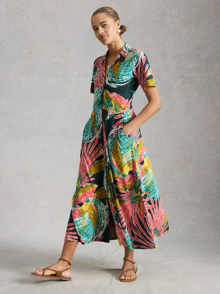 White Stuff Pink Rua Jersey Shirt Dress - Image 1 of 6