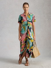 White Stuff Pink Rua Jersey Shirt Dress - Image 3 of 6