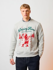 Grey Marl Christmas Golf Graphic Crew Neck Sweatshirt - Image 1 of 7