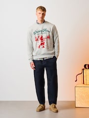 Grey Marl Christmas Golf Graphic Crew Neck Sweatshirt - Image 2 of 7