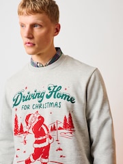 Grey Marl Christmas Golf Graphic Crew Neck Sweatshirt - Image 4 of 7