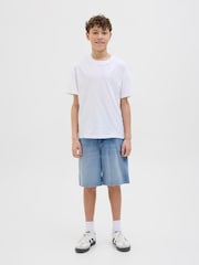 JACK & JONES Junior Mid Blue Loose Fit Tony Denim Shorts - Image 1 of 7