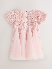 핑크 - Baker by Ted Baker 크림 3D 텍스처드 플로럴 메시 고데 드레스 - 13의 이미지 9