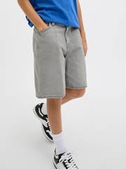 JACK & JONES Junior Grey Loose Fit Tony Denim Shorts - Image 3 of 6