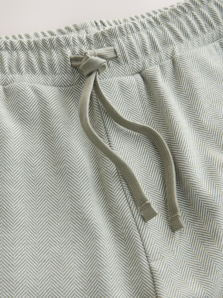 Sage Green Herringbone Jersey Shorts - Image 2 of 3