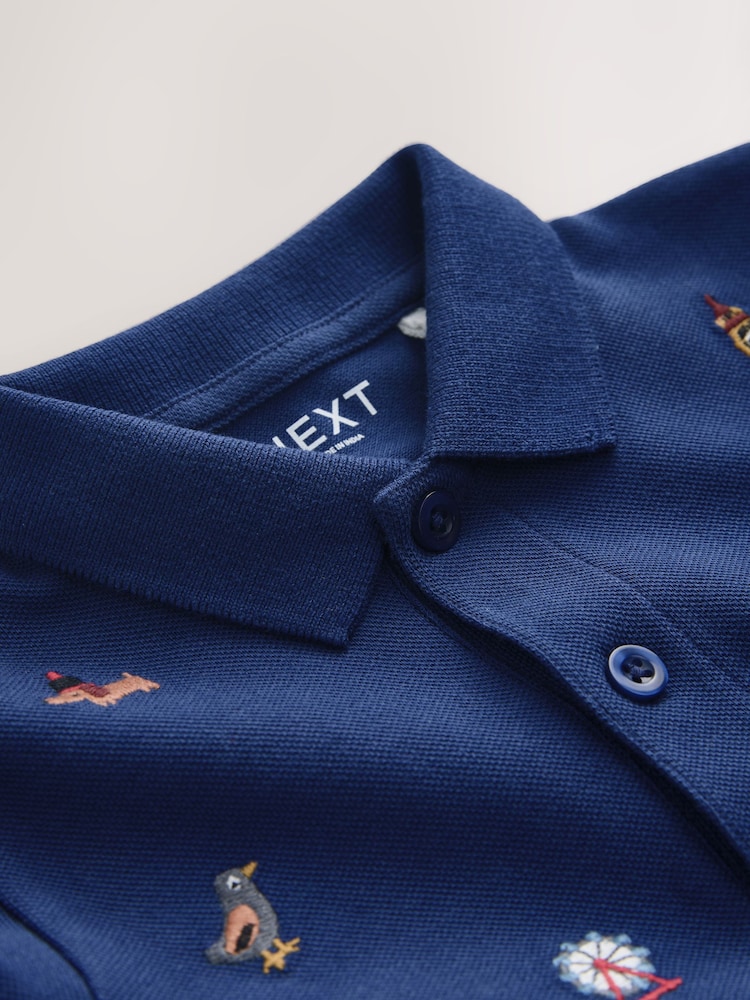 Navy London Long Sleeve Embroidered Polo Shirt (3mths-7yrs) - Image 7 of 7 Navy London Long Sleeve Embroidered Polo Shirt (3mths-7yrs) - Image 7 of 7