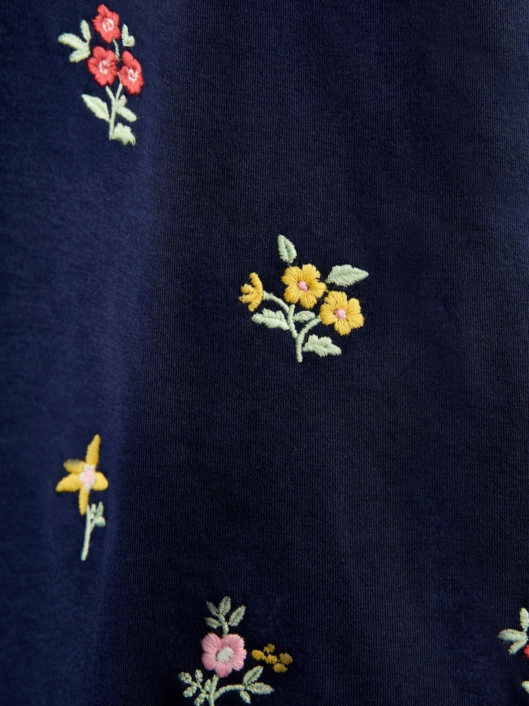 Jojo Maman Bébé Navy Blue Floral Embroidered Broderie Collar Top - Image 4 of 4 Jojo Maman Bébé Navy Blue Floral Embroidered Broderie Collar Top - Image 4 of 4