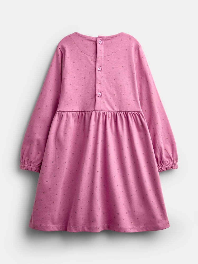 JoJo Maman Bébé Dusky Pink Fairy Fairy And Frog Jersey Dress - Image 2 of 4 JoJo Maman Bébé Dusky Pink Fairy Fairy And Frog Jersey Dress - Image 2 of 4