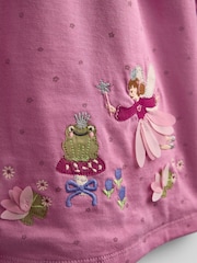 JoJo Maman Bébé Dusky Pink Fairy Fairy And Frog Jersey Dress - Image 4 of 4