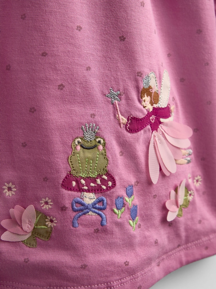 JoJo Maman Bébé Dusky Pink Fairy Fairy And Frog Jersey Dress - Image 4 of 4 JoJo Maman Bébé Dusky Pink Fairy Fairy And Frog Jersey Dress - Image 4 of 4