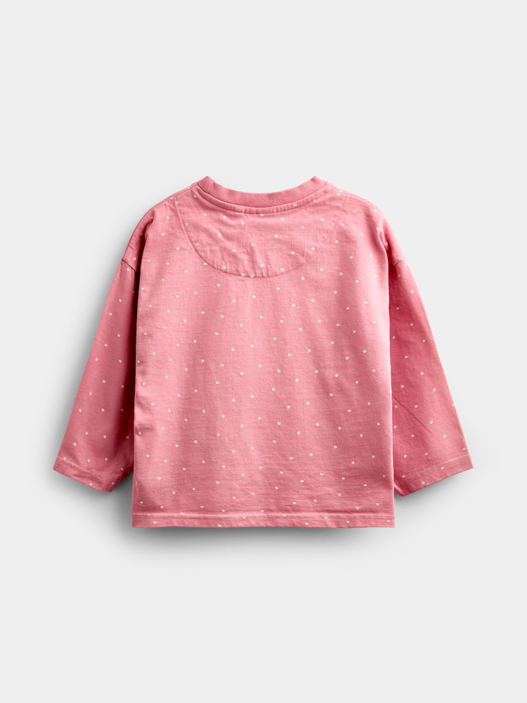 JoJo Maman Bébé Pink Dog Appliqué Long Sleeve Top - Image 2 of 4 JoJo Maman Bébé Pink Dog Appliqué Long Sleeve Top - Image 2 of 4
