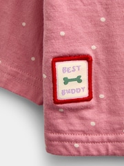 JoJo Maman Bébé Pink Dog Appliqué Long Sleeve Top - Image 3 of 4