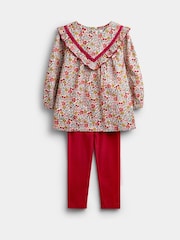 JoJo Maman Bébé Frill Top & Rib Legging Set - 7의 이미지 1