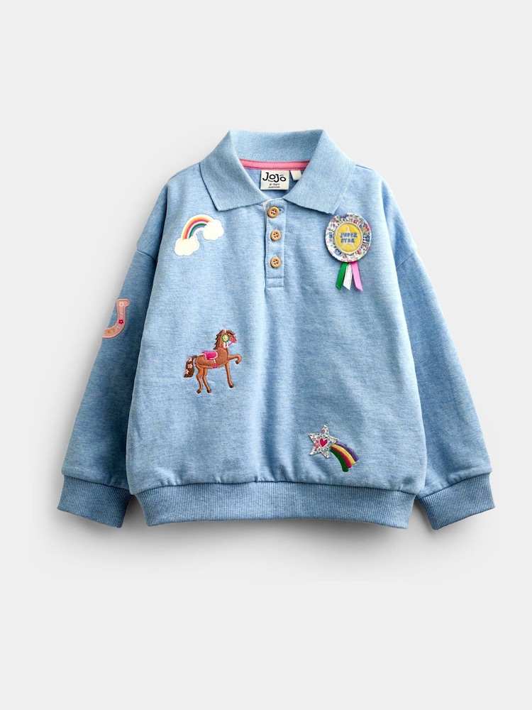 Jojo Maman Bébé Badge Appliqué Collared Sweatshirt - Bild 1 von 4 Jojo Maman Bébé Badge Appliqué Collared Sweatshirt - Bild 1 von 4