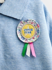 Jojo Maman Bébé Blue Horse Badge Appliqué Collared Sweatshirt - Image 3 of 4