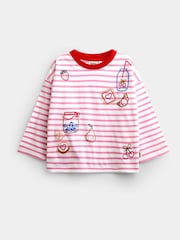 Jojo Maman Bébé Pink Breakfast Embroidered Top - Image 1 of 4