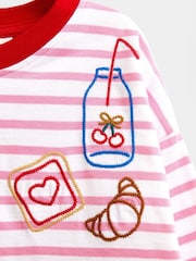 Jojo Maman Bébé Pink Breakfast Embroidered Top - Image 3 of 4