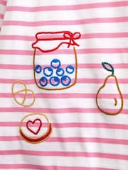Jojo Maman Bébé Pink Breakfast Embroidered Top - Image 4 of 4