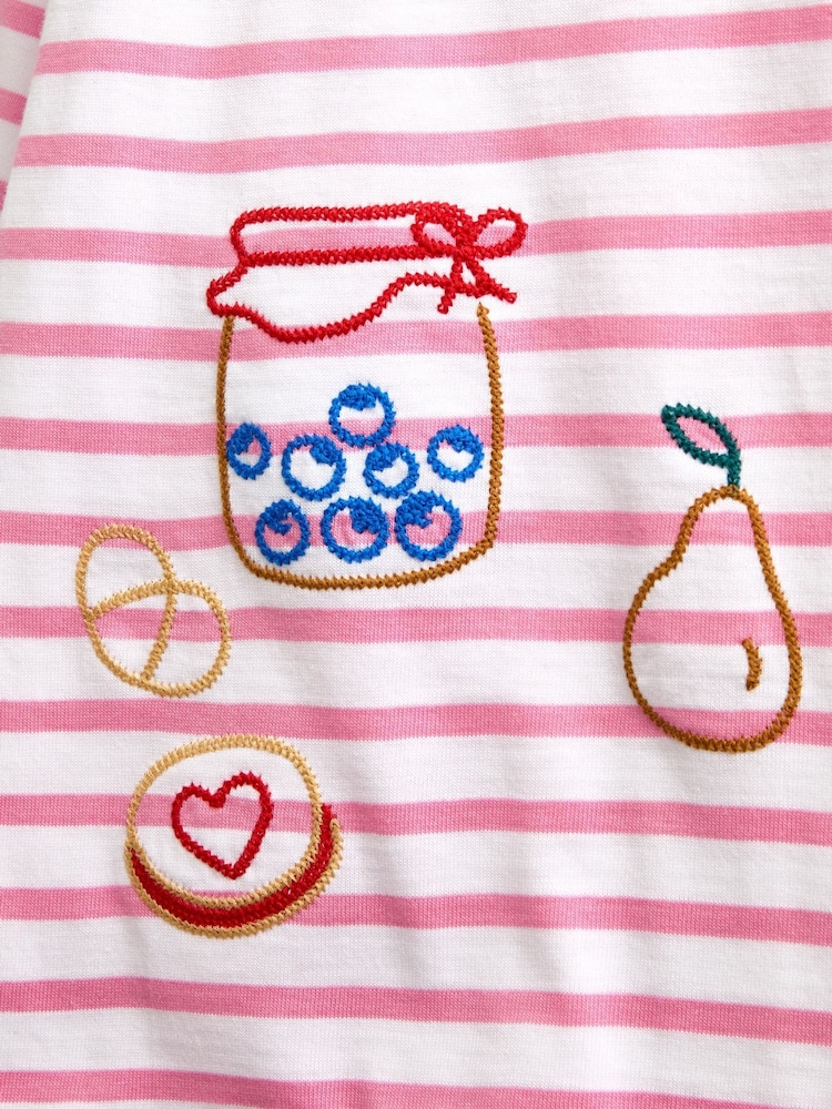 Jojo Maman Bébé Pink Breakfast Embroidered Top - Image 4 of 4 Jojo Maman Bébé Pink Breakfast Embroidered Top - Image 4 of 4