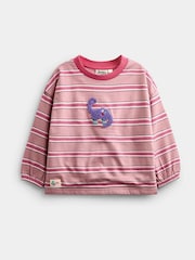 Jojo Maman Bébé Pink Stripe Dino Appliqué Top - Image 1 of 4
