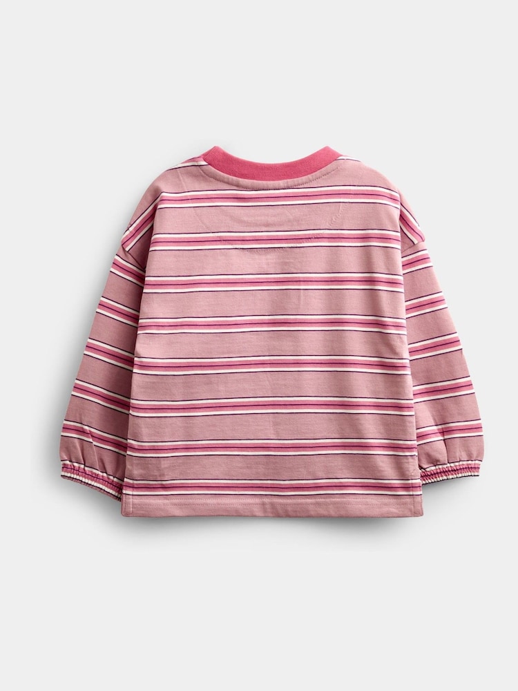Jojo Maman Bébé Pink Stripe Dino Appliqué Top - Image 2 of 4