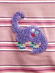 Jojo Maman Bébé Pink Stripe Dino Appliqué Top - Image 4 of 4