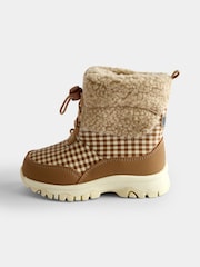 JoJo Maman Bébé Brown Gingham Cosy Snow Boots - Image 4 of 4