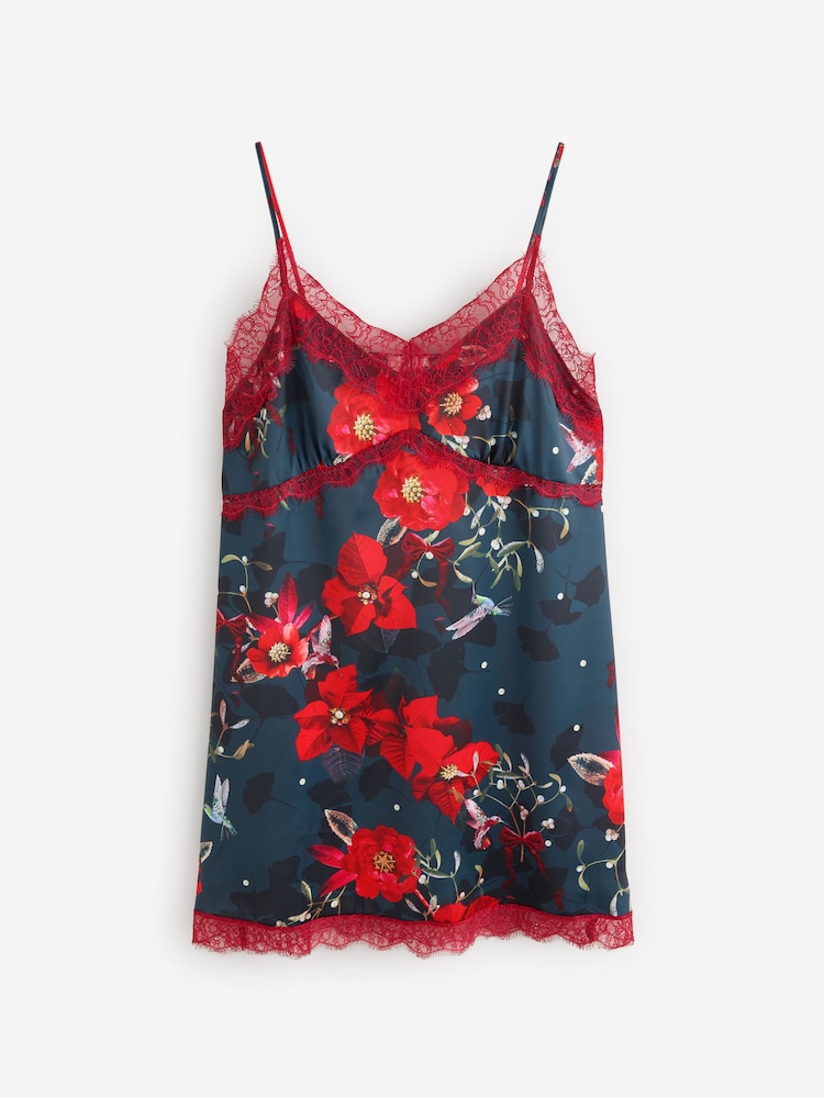 B by Ted Baker Teal Blue Satin and Lace Slip - صورة 1 من 1 B by Ted Baker Teal Blue Satin and Lace Slip - صورة 1 من 1