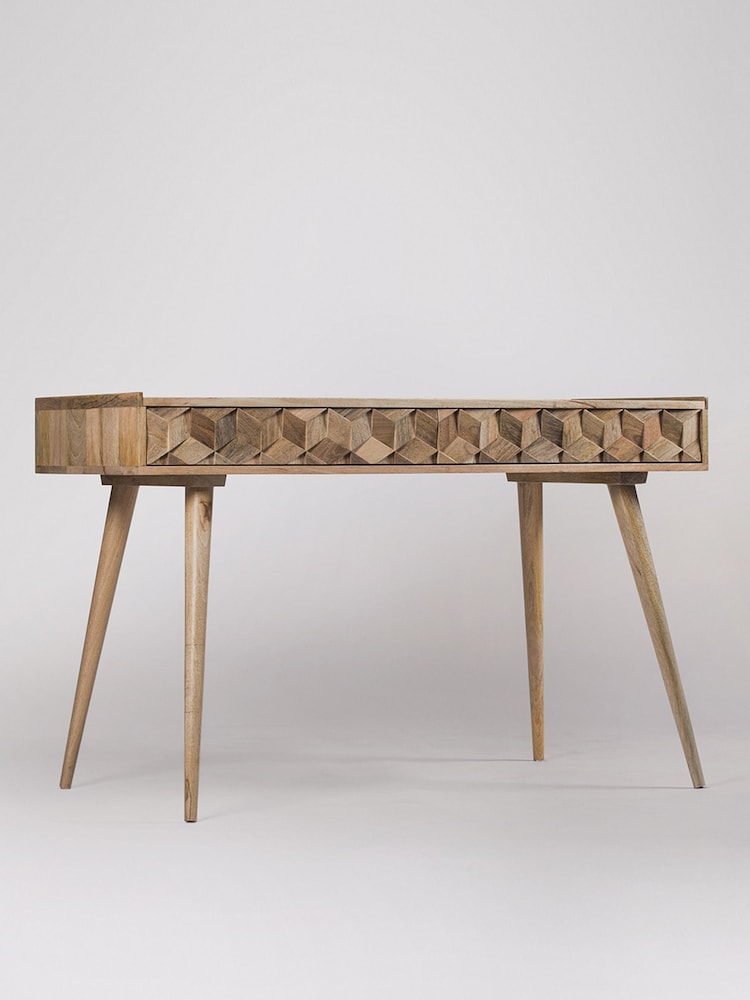 Swoon Light Brown Terning Acacia Wood Two Drawer Desk - Image 2 of 5