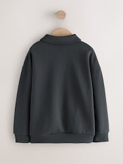 Charcoal Grey Oversized Collar Popper Neck Sweatshirt (3-16yrs) - Image 2 of 4