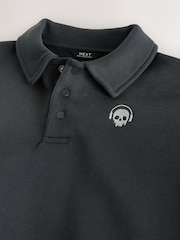 Charcoal Grey Oversized Collar Popper Neck Sweatshirt (3-16yrs) - Image 4 of 4
