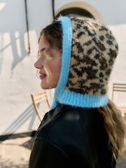 Leopard Print Scarf Bonnet Hat - Image 4 of 7