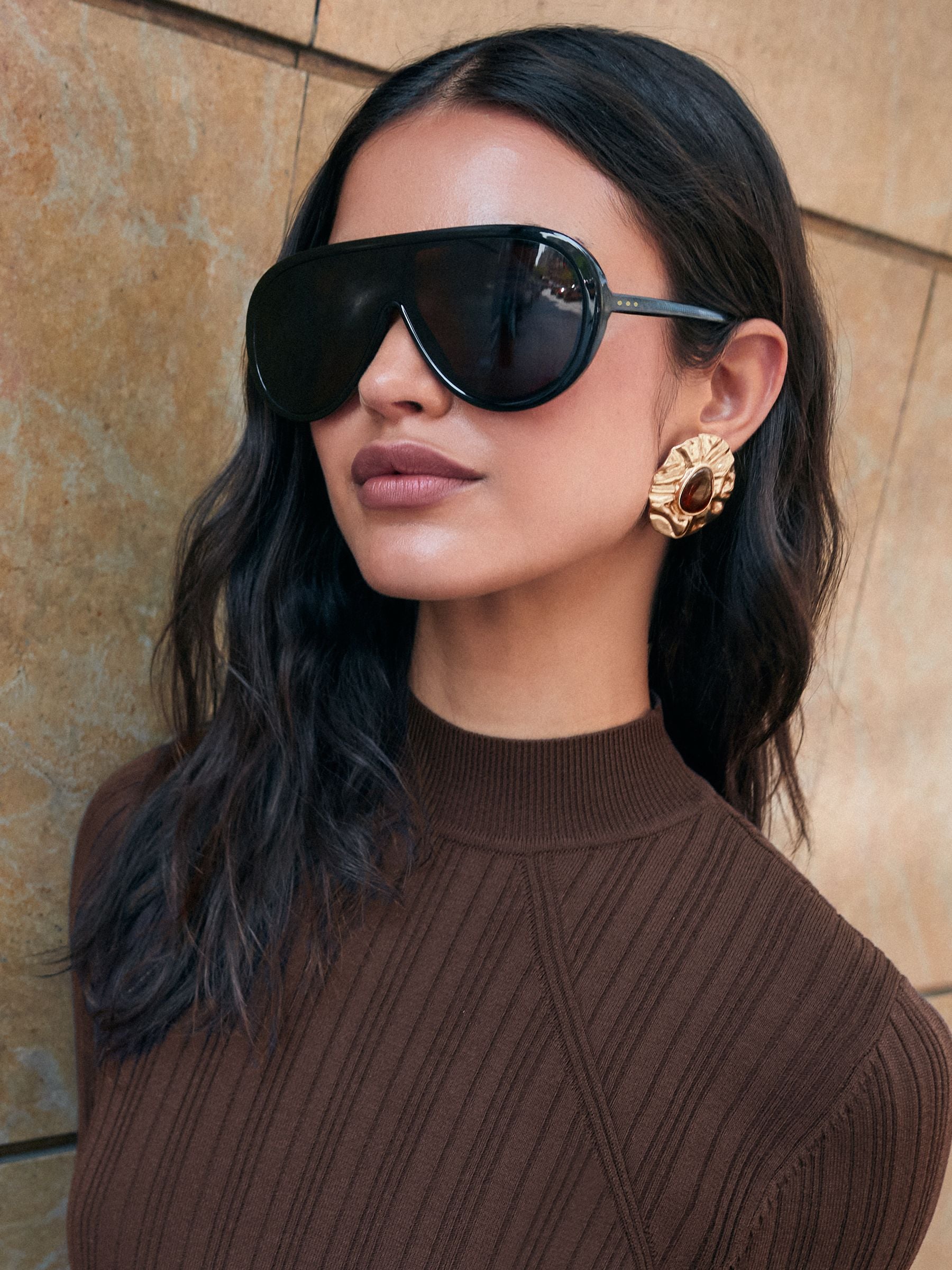 Buy Black - Friends Like These Visor Aviator Sunglasses from Next